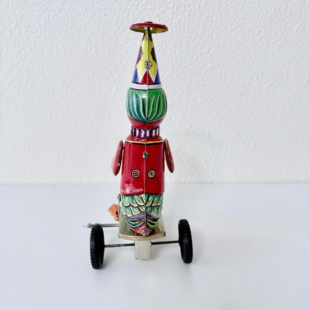 Vintage Litho Tin Toy Duck On Tricycle - Attached Key - 1970s-Collectible